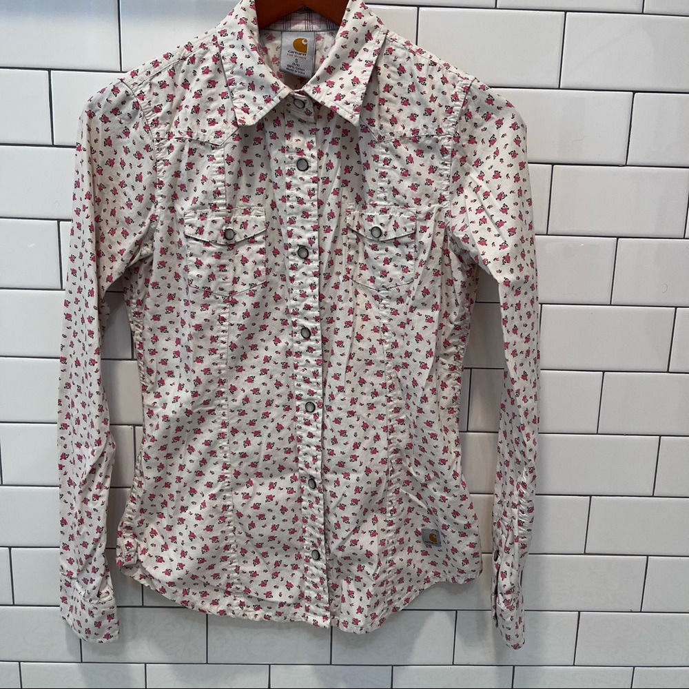 Carhartt Snap-Closure Button-Down Floral Shirt - Small